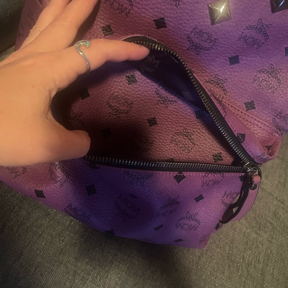 MCM Pink Logo Studded Backpack
